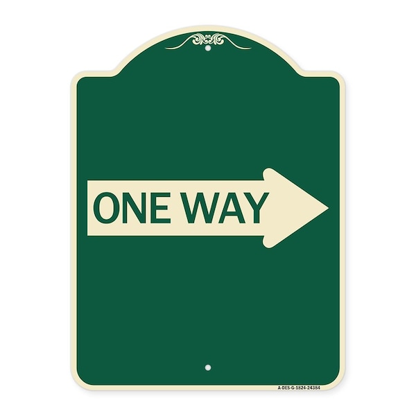 Signmission One Way With Right Arrow Heavy-Gauge Aluminum Architectural Sign, 24" x 18", G-1824-24384 A-DES-G-1824-24384 - main